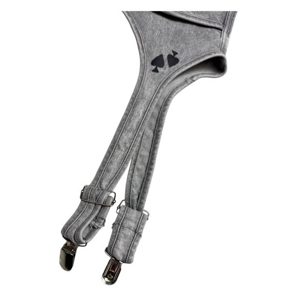 AKIRA Hand Painted CROPPED Sleeveless Denim Jean Luxury Designer Top Womens XL - Picture 6 of 7